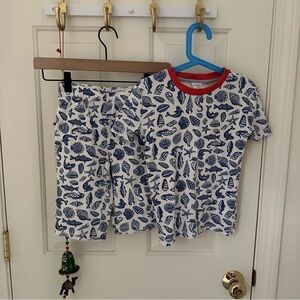 Mini Boden Red and Blue Sea Life Pajama Set